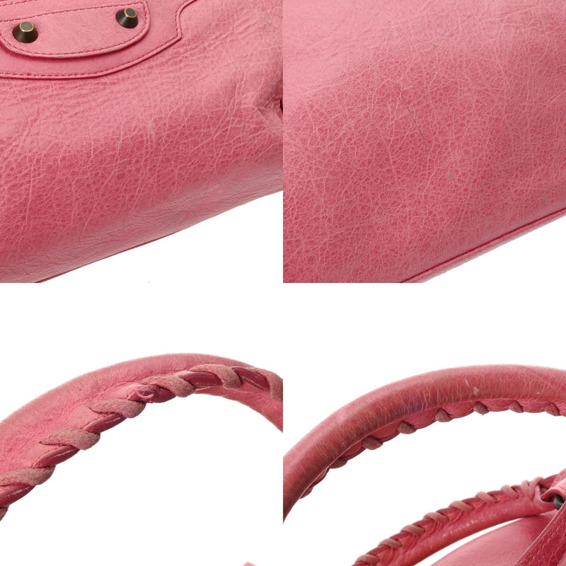 BALENCIAGA バレンシアガ ザ シティ ピンク レディース ラムスキン 2WAYバッグ Bランク 中古 銀蔵