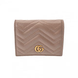 GUCCI グッチ GGマーモント ベージュ GP金具 735429 レディース レザー 二つ折り財布 Aランク 中古 銀蔵