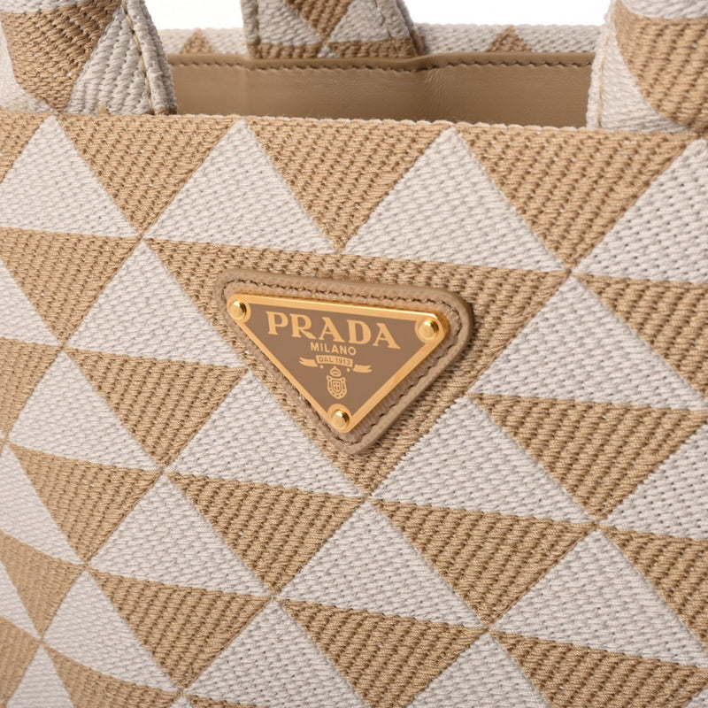 PRADA プラダ トライアングルジャガード 2WAY ベージュ PR-1BA354TRI レディース ジャガード トートバッグ 未使用 銀蔵