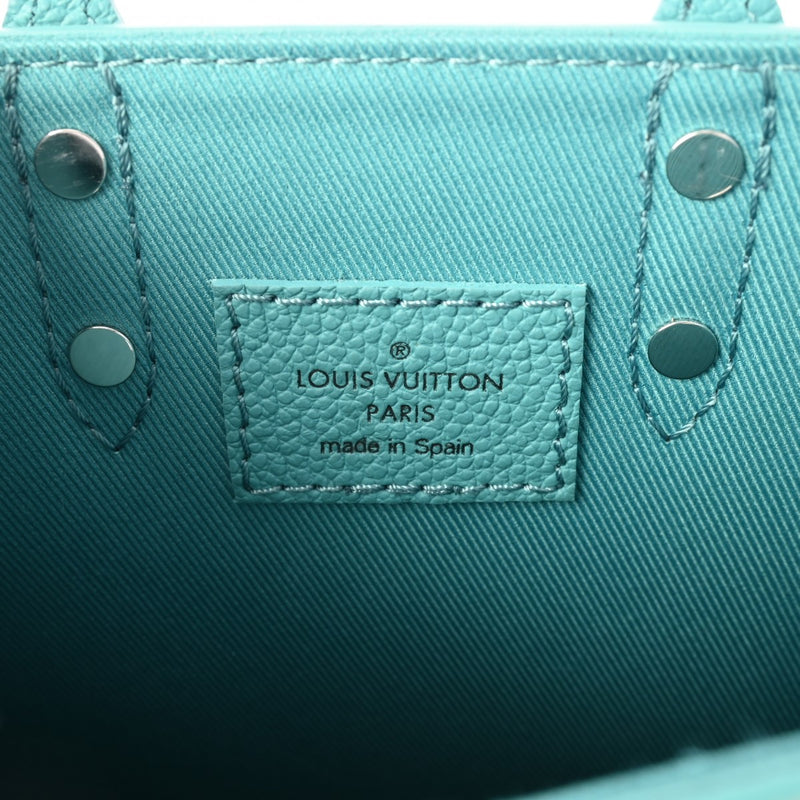 LOUIS VUITTON ルイヴィトン ダミエ チェッカーボード サックプラ XS ブルー ホワイト N60495 メンズ レザー ハンドバッグ Aランク 中古 銀蔵