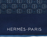 HERMES エルメス プチカレ 青/ネイビー系 ユニセックス シルク100％ スカーフ 未使用 銀蔵