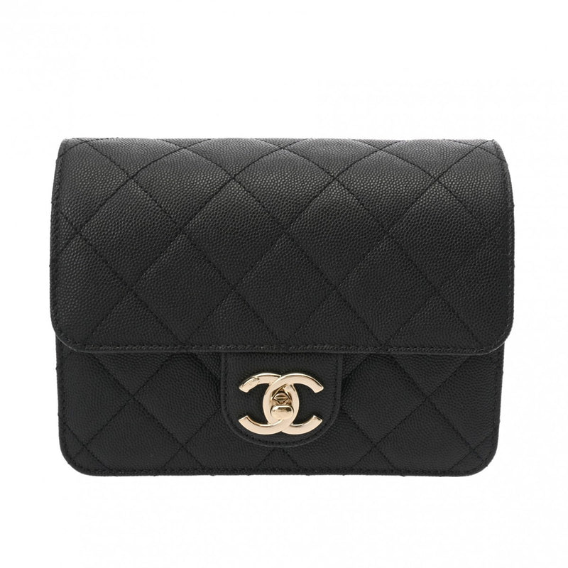 CHANEL シャネル マトラッセ チェーンショルダー 18cm ブラック AS0148 ユニセックス キャビアスキン ショルダーバッグ 未使用 銀蔵