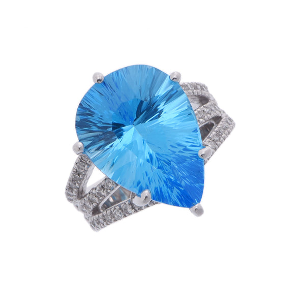 no brand ノーブランド ブルートパーズ11.15ct ダイヤ0.57ct 13号 レディース K18ホワイトゴールド リング・指輪 Aランク 中古 銀蔵