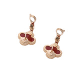 VAN CLEEF & ARPELS ヴァンクリーフ＆アーペル ヴィンテージアルハンブラ ゴールド/レッド レディース K18イエローゴールド YG カーネリアン ピアス Aランク 中古 銀蔵
