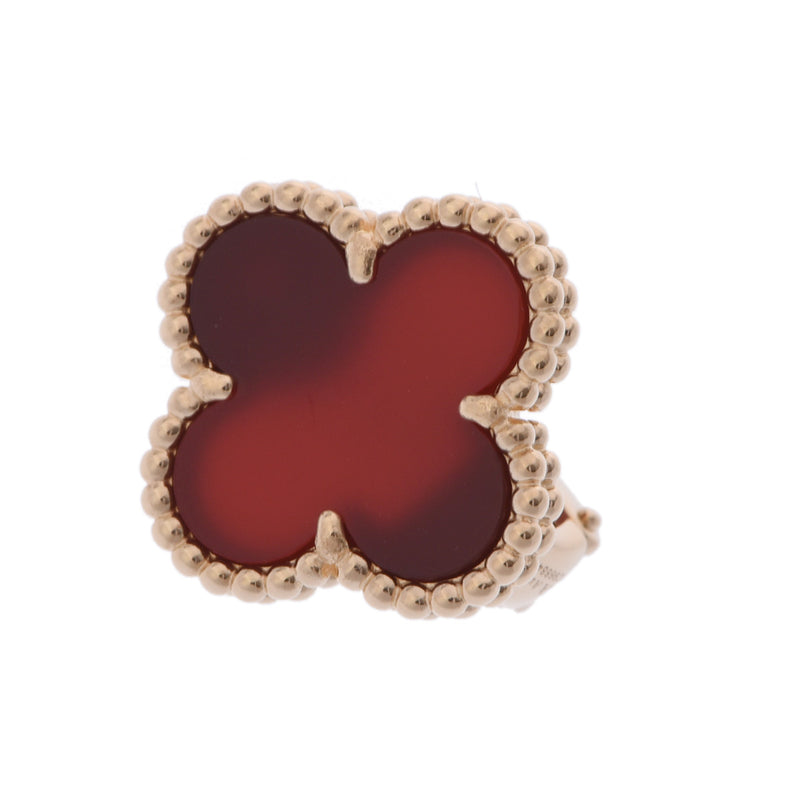 VAN CLEEF & ARPELS ヴァンクリーフ＆アーペル ヴィンテージアルハンブラ ゴールド/レッド レディース K18イエローゴールド YG カーネリアン ピアス Aランク 中古 銀蔵