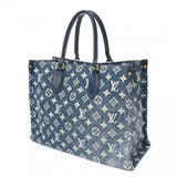 LOUIS VUITTON ルイヴィトン モノグラム オンザゴー MM 2WAYトート マリーヌ M59608 レディース モノグラムジャガードデニム ハンドバッグ Aランク 中古 銀蔵