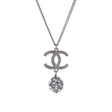 CHANEL シャネル ココマーク ボールネックレス 20年モデル シルバー/ホワイト/ブラック レディース フェイクパール ラインストーン ネックレス Aランク 中古 銀蔵