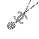 CHANEL シャネル ココマーク ボールネックレス 20年モデル シルバー/ホワイト/ブラック レディース フェイクパール ラインストーン ネックレス Aランク 中古 銀蔵