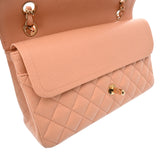 CHANEL シャネル マトラッセ チェーンショルダー Wフラップ 25cm サーモンピンク レディース キャビアスキン ショルダーバッグ Aランク 中古 銀蔵