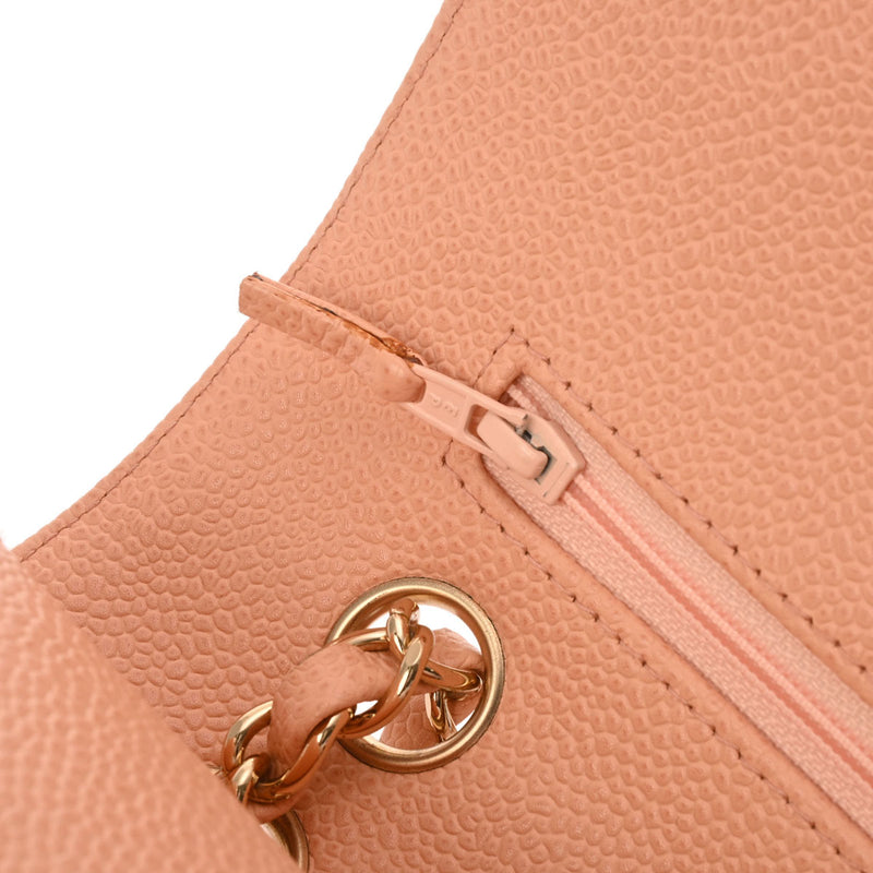 CHANEL シャネル マトラッセ チェーンショルダー Wフラップ 25cm サーモンピンク レディース キャビアスキン ショルダーバッグ Aランク 中古 銀蔵