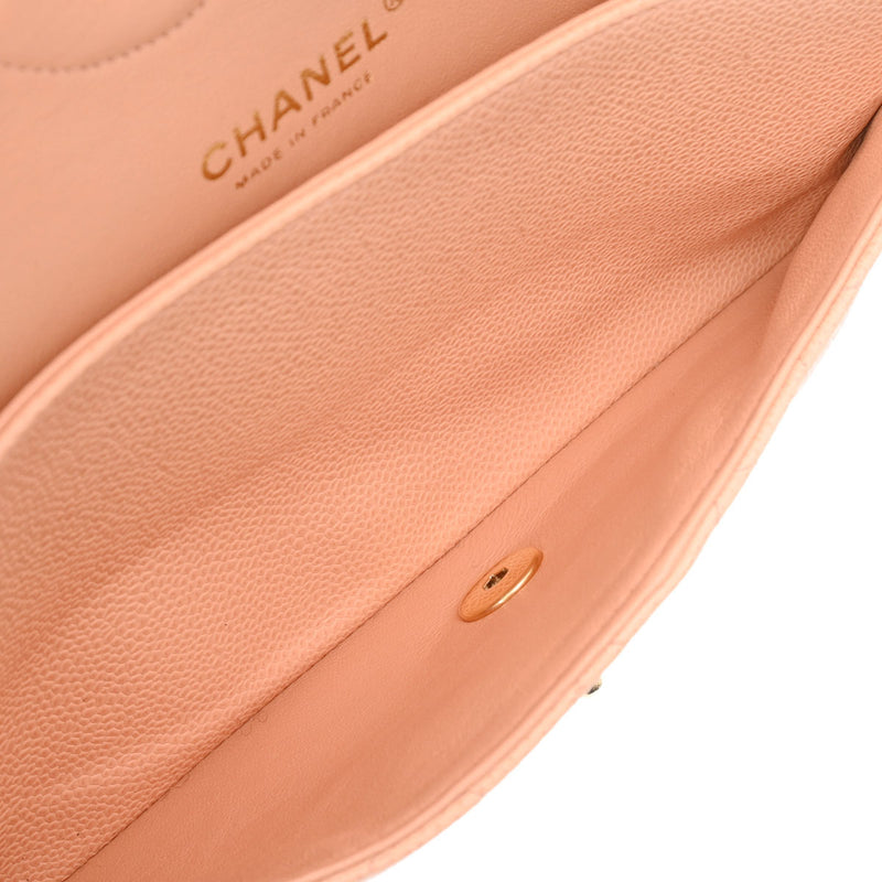 CHANEL シャネル マトラッセ チェーンショルダー Wフラップ 25cm サーモンピンク レディース キャビアスキン ショルダーバッグ Aランク 中古 銀蔵