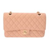 CHANEL シャネル マトラッセ チェーンショルダー Wフラップ 25cm サーモンピンク レディース キャビアスキン ショルダーバッグ Aランク 中古 銀蔵