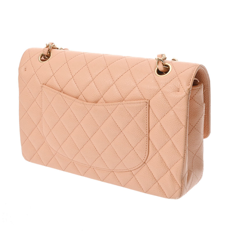 CHANEL シャネル マトラッセ チェーンショルダー Wフラップ 25cm サーモンピンク レディース キャビアスキン ショルダーバッグ Aランク 中古 銀蔵