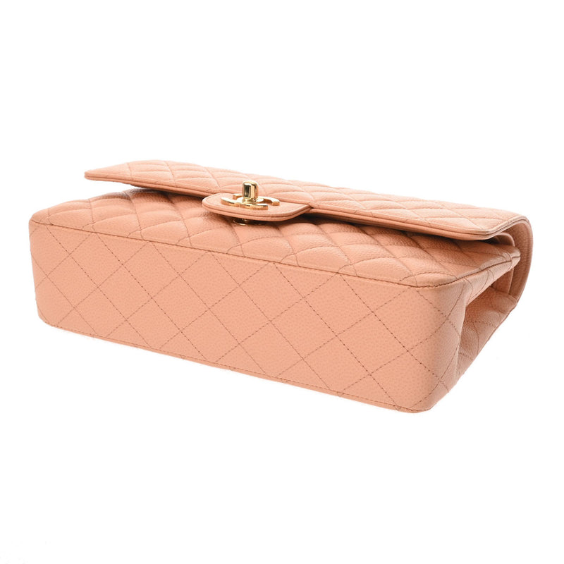 CHANEL シャネル マトラッセ チェーンショルダー Wフラップ 25cm サーモンピンク レディース キャビアスキン ショルダーバッグ Aランク 中古 銀蔵