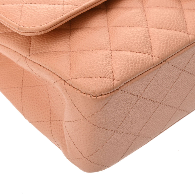 CHANEL シャネル マトラッセ チェーンショルダー Wフラップ 25cm サーモンピンク レディース キャビアスキン ショルダーバッグ Aランク 中古 銀蔵