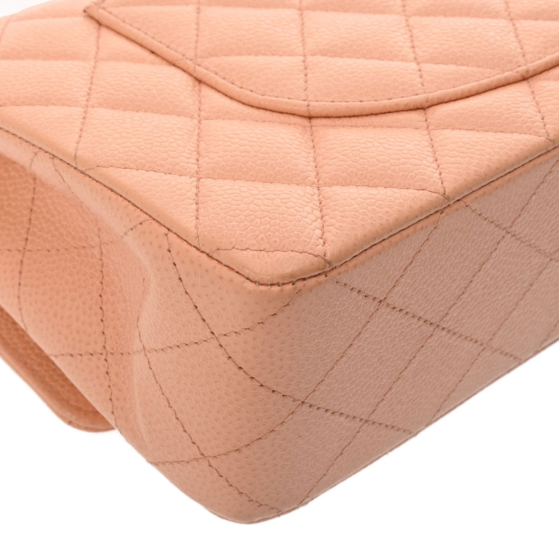 CHANEL シャネル マトラッセ チェーンショルダー Wフラップ 25cm サーモンピンク レディース キャビアスキン ショルダーバッグ Aランク 中古 銀蔵