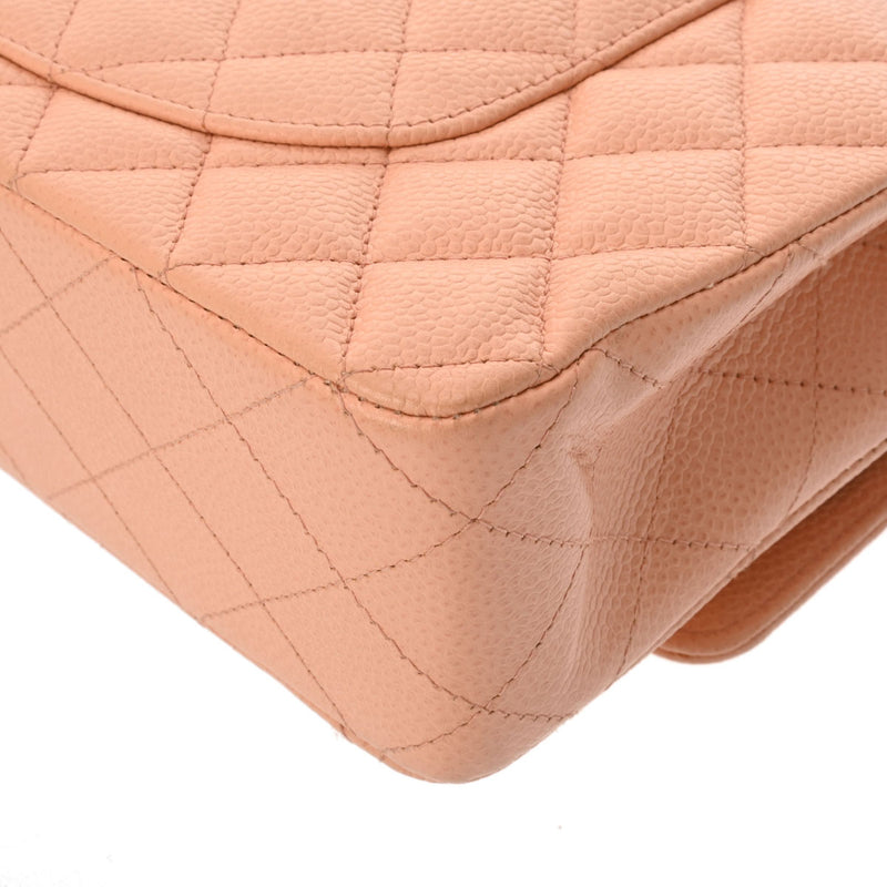 CHANEL シャネル マトラッセ チェーンショルダー Wフラップ 25cm サーモンピンク レディース キャビアスキン ショルダーバッグ Aランク 中古 銀蔵