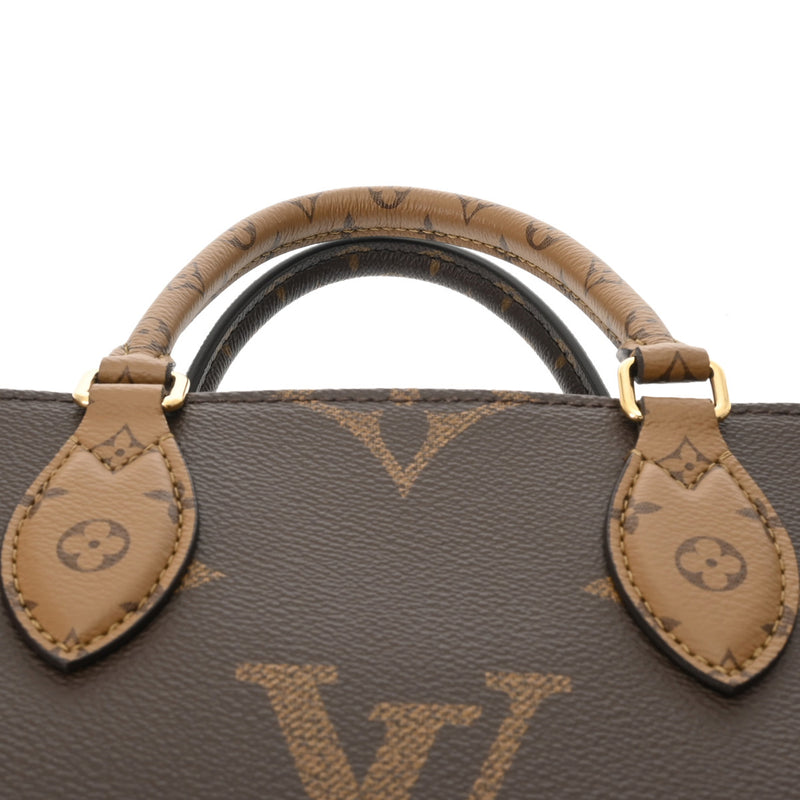 LOUIS VUITTON ルイヴィトン モノグラムリバース オンザゴー PM ブラウン M46373 レディース モノグラムキャンバス ハンドバッグ 未使用 銀蔵