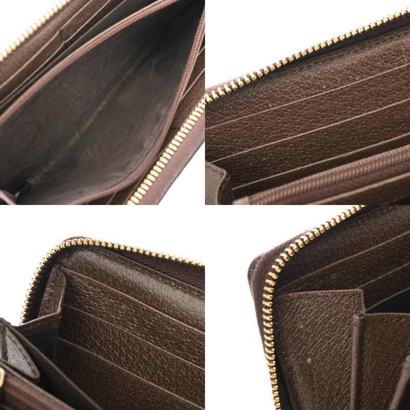 GUCCI グッチ オフィディア GG ジップアップアラウンドウォレット グレー/ブラウン 523154 レディース GGスプリームキャンバス 長財布 Aランク 中古 銀蔵