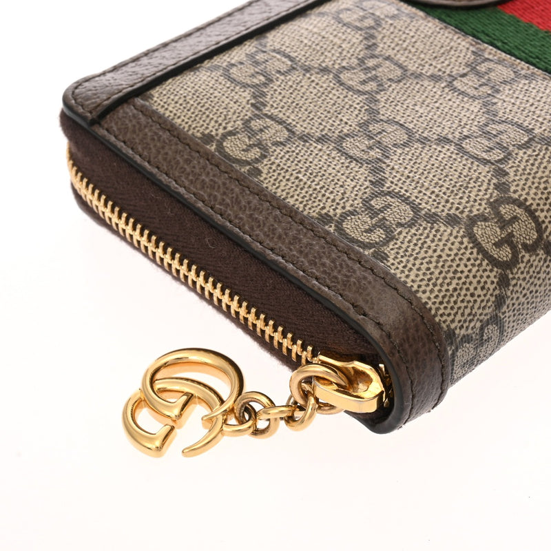 GUCCI グッチ オフィディア GG ジップアップアラウンドウォレット グレー/ブラウン 523154 レディース GGスプリームキャンバス 長財布 Aランク 中古 銀蔵