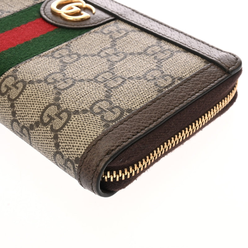 GUCCI グッチ オフィディア GG ジップアップアラウンドウォレット グレー/ブラウン 523154 レディース GGスプリームキャンバス 長財布 Aランク 中古 銀蔵