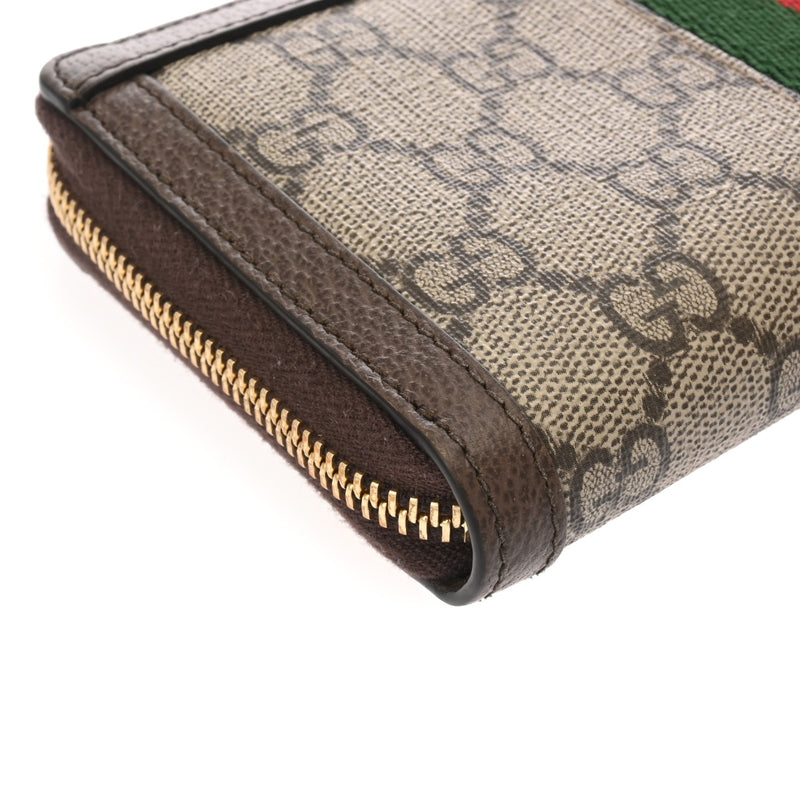 GUCCI グッチ オフィディア GG ジップアップアラウンドウォレット グレー/ブラウン 523154 レディース GGスプリームキャンバス 長財布 Aランク 中古 銀蔵