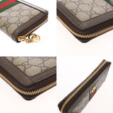 GUCCI グッチ オフィディア GG ジップアップアラウンドウォレット グレー/ブラウン 523154 レディース GGスプリームキャンバス 長財布 Aランク 中古 銀蔵