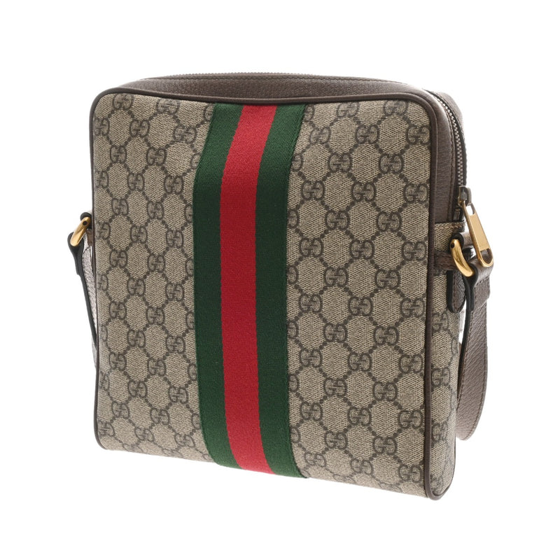GUCCI グッチ GGスプリーム スモールメッセンジャーバッグ ベージュ ブラウン 520981 ユニセックス PVC ショルダーバッグ ABランク 中古 銀蔵