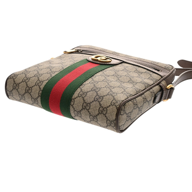 GUCCI グッチ GGスプリーム スモールメッセンジャーバッグ ベージュ ブラウン 520981 ユニセックス PVC ショルダーバッグ ABランク 中古 銀蔵