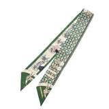 HERMES エルメス ツイリー LES VOITURESA NOUVELLE グリーン/ベージュ レディース シルク100％ スカーフ ABランク 中古 銀蔵