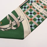 HERMES エルメス ツイリー LES VOITURESA NOUVELLE グリーン/ベージュ レディース シルク100％ スカーフ ABランク 中古 銀蔵