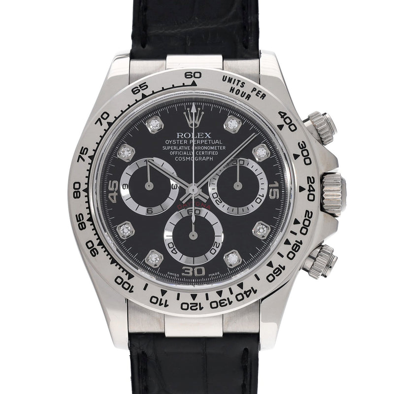 ロレックス コスモグラフ デイトナ 116519G Y番(2002年頃製造) ブラック/ダイヤモンド メンズ 腕時計 自動巻き 中古 銀蔵