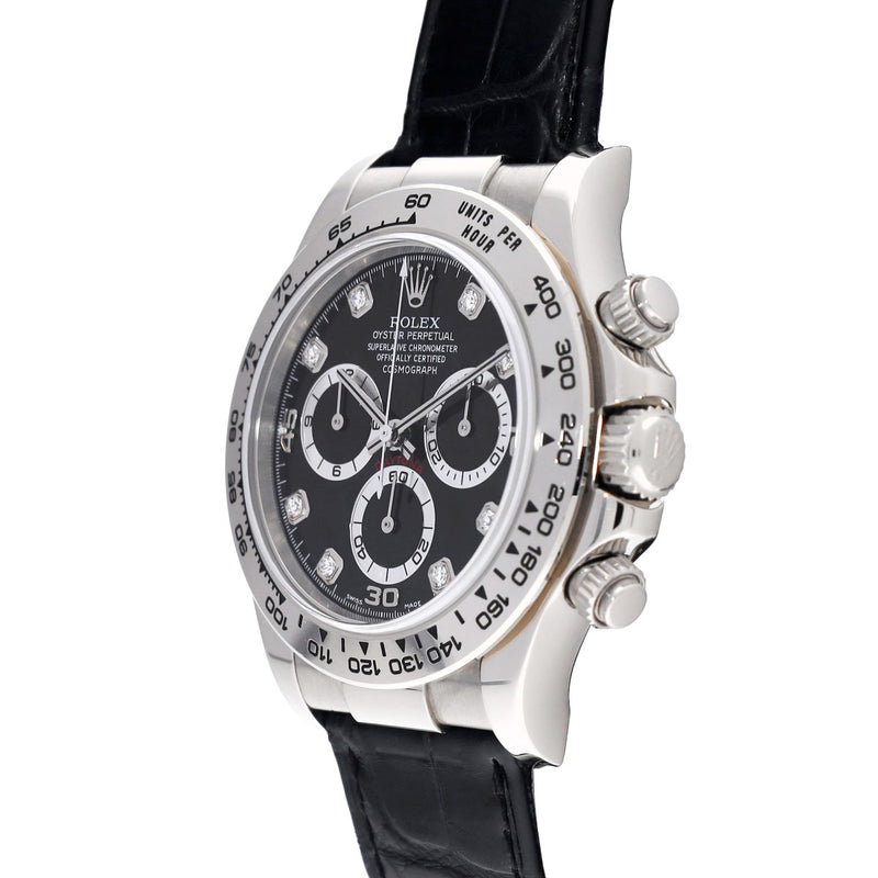 ロレックス コスモグラフ デイトナ 116519G Y番(2002年頃製造) ブラック/ダイヤモンド メンズ 腕時計 自動巻き 中古 銀蔵