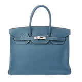 HERMES エルメス バーキン 35 ブルージーン □F刻印(2002年頃) ユニセックス トリヨンクレマンス ハンドバッグ Bランク 中古 銀蔵