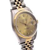ロレックス デイトジャスト 10Pダイヤ 16233G シャンパン/ダイヤモンド メンズ 腕時計 自動巻き 中古 銀蔵