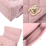 CHANEL シャネル マトラッセ トップハンドル XS 2WAY ピンク A92990 レディース キャビアスキン ハンドバッグ 新同 中古 銀蔵