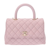 CHANEL シャネル マトラッセ トップハンドル XS 2WAY ピンク A92990 レディース キャビアスキン ハンドバッグ 新同 中古 銀蔵