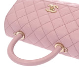 CHANEL シャネル マトラッセ トップハンドル XS 2WAY ピンク A92990 レディース キャビアスキン ハンドバッグ 新同 中古 銀蔵