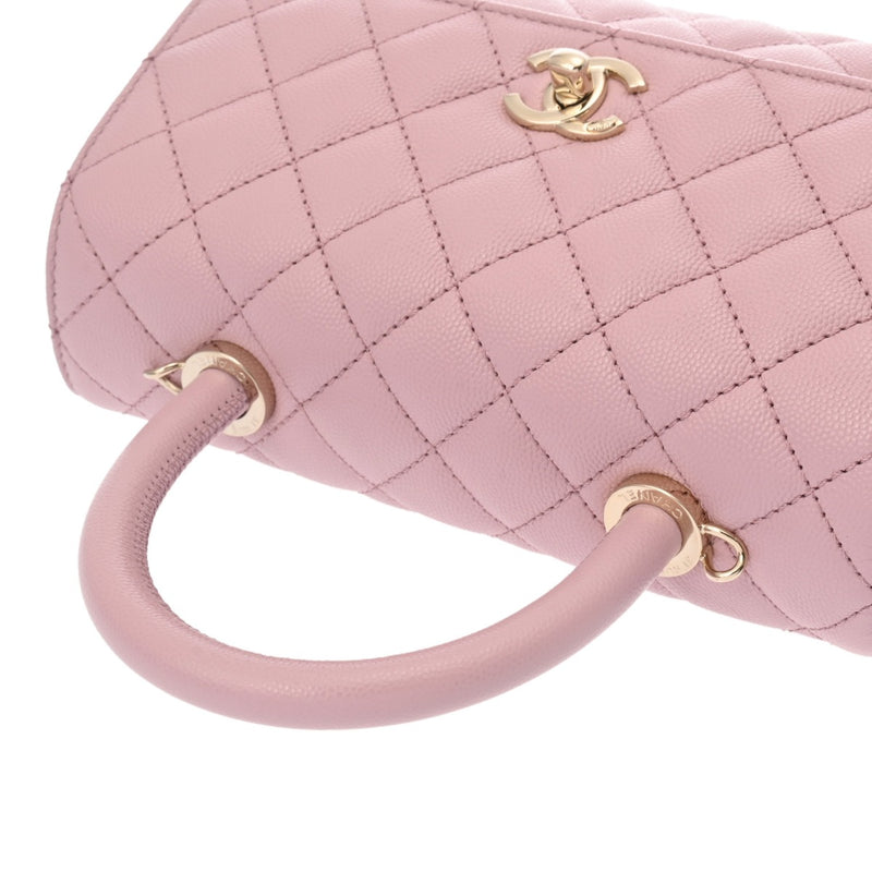 CHANEL シャネル マトラッセ トップハンドル XS 2WAY ピンク A92990 レディース キャビアスキン ハンドバッグ 新同 中古 銀蔵