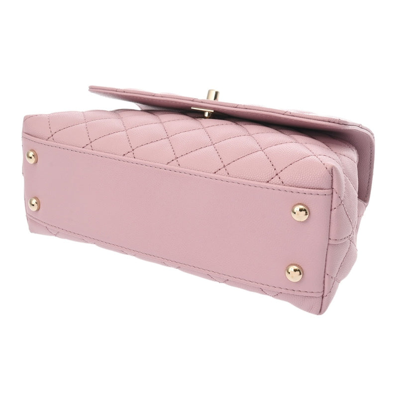 CHANEL シャネル マトラッセ トップハンドル XS 2WAY ピンク A92990 レディース キャビアスキン ハンドバッグ 新同 中古 銀蔵
