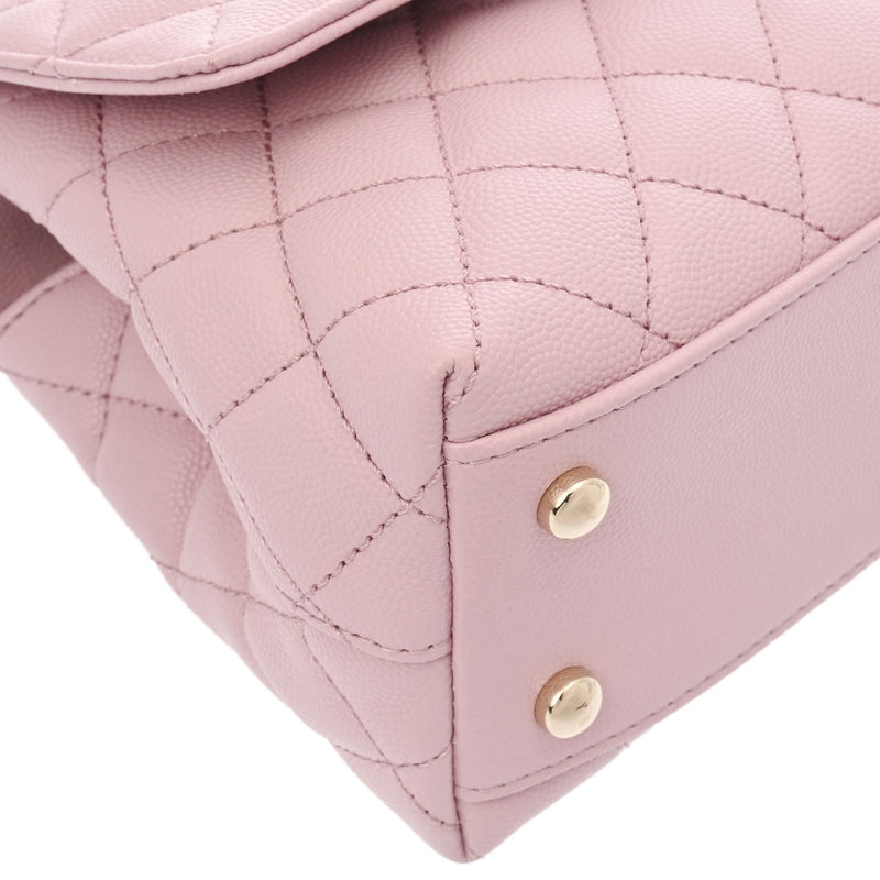 CHANEL シャネル マトラッセ トップハンドル XS 2WAY ピンク A92990 レディース キャビアスキン ハンドバッグ 新同 中古 銀蔵