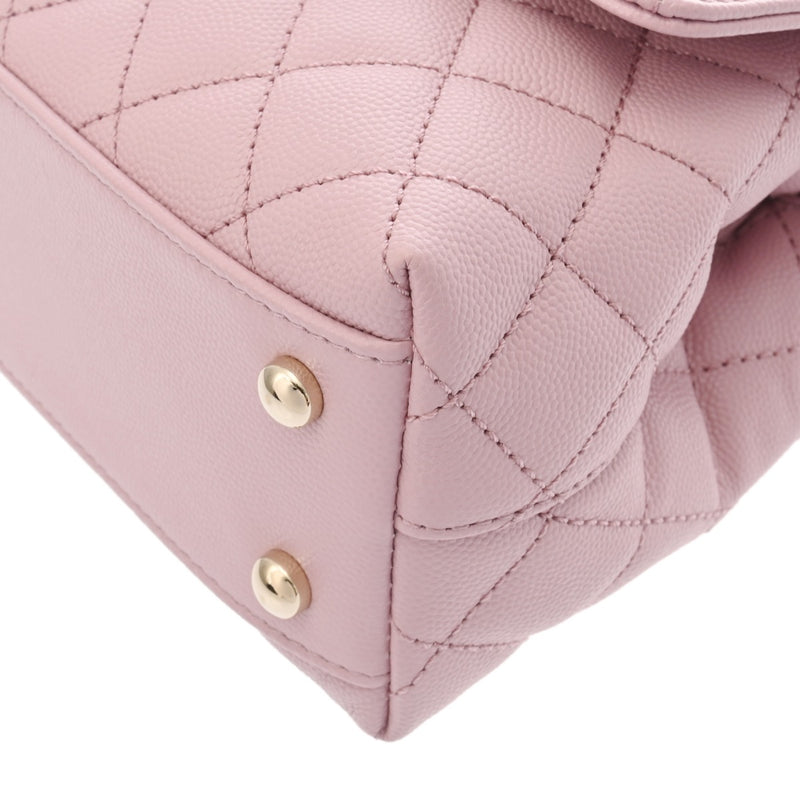 CHANEL シャネル マトラッセ トップハンドル XS 2WAY ピンク A92990 レディース キャビアスキン ハンドバッグ 新同 中古 銀蔵