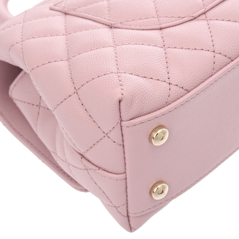 CHANEL シャネル マトラッセ トップハンドル XS 2WAY ピンク A92990 レディース キャビアスキン ハンドバッグ 新同 中古 銀蔵