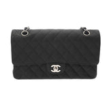 CHANEL シャネル マトラッセ チェーンショルダー 25cm Wフラップ ブラック レディース キャビアスキン ショルダーバッグ Aランク 中古 銀蔵
