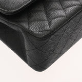 CHANEL シャネル マトラッセ チェーンショルダー 25cm Wフラップ ブラック レディース キャビアスキン ショルダーバッグ Aランク 中古 銀蔵