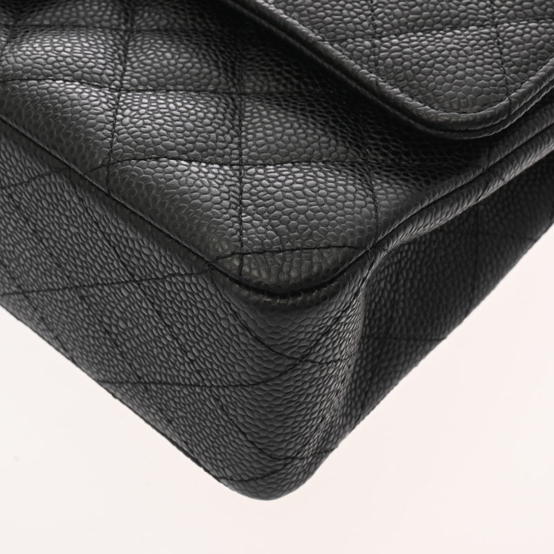 CHANEL シャネル マトラッセ チェーンショルダー 25cm Wフラップ ブラック レディース キャビアスキン ショルダーバッグ Aランク 中古 銀蔵