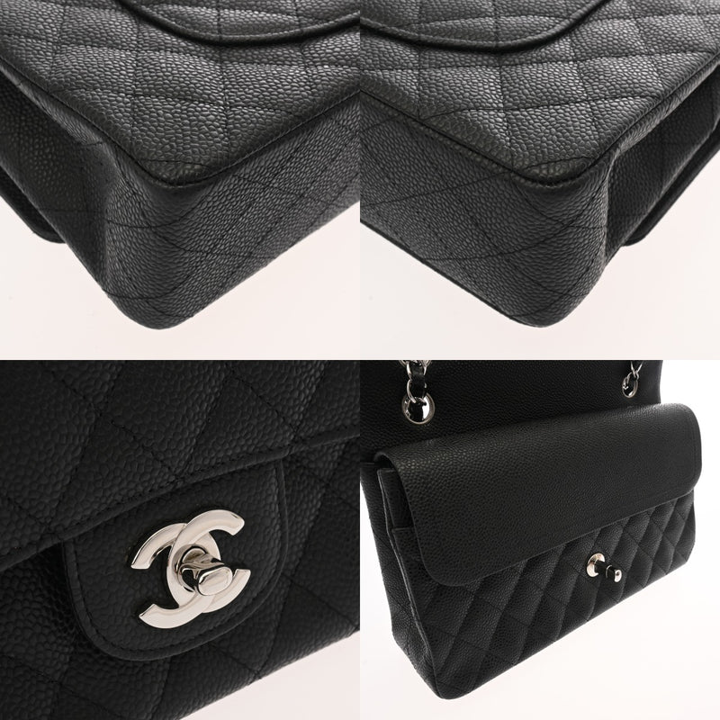 CHANEL シャネル マトラッセ チェーンショルダー 25cm Wフラップ ブラック レディース キャビアスキン ショルダーバッグ Aランク 中古 銀蔵