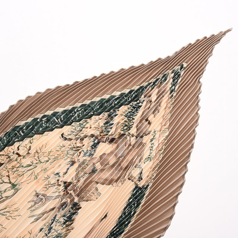 HERMES エルメス プリーツスカーフ カレ90 ベージュ レディース シルク100％ スカーフ Aランク 中古 銀蔵