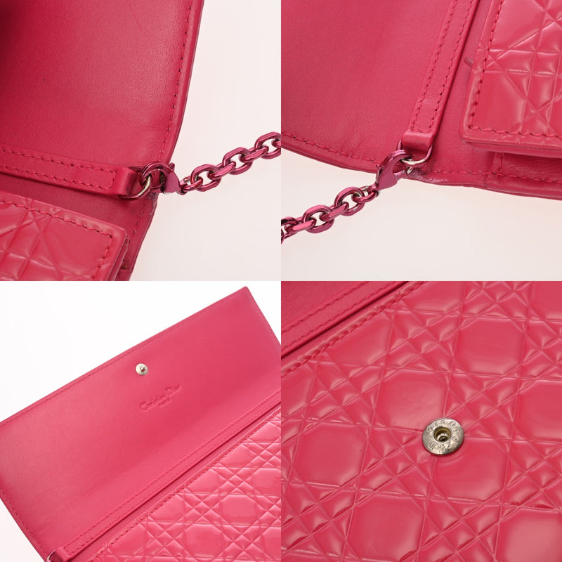 CHRISTIAN DIOR クリスチャンディオール レディディオール ピンク レディース エナメル 長財布 Bランク 中古 銀蔵