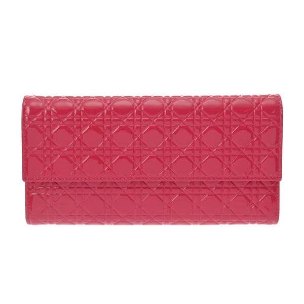 CHRISTIAN DIOR クリスチャンディオール レディディオール ピンク レディース エナメル 長財布 Bランク 中古 銀蔵